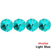 Set of four light blue aluminum dice valve caps for tires