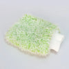 A light green microfiber cleaning glove with a white cuff is shown on a white background.