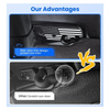 Comparison showing an ultra-thin sun visor design versus a scratch sun visor on a vehicle interior.