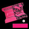 Pink film application squeegee tool kit with a stylized oni design