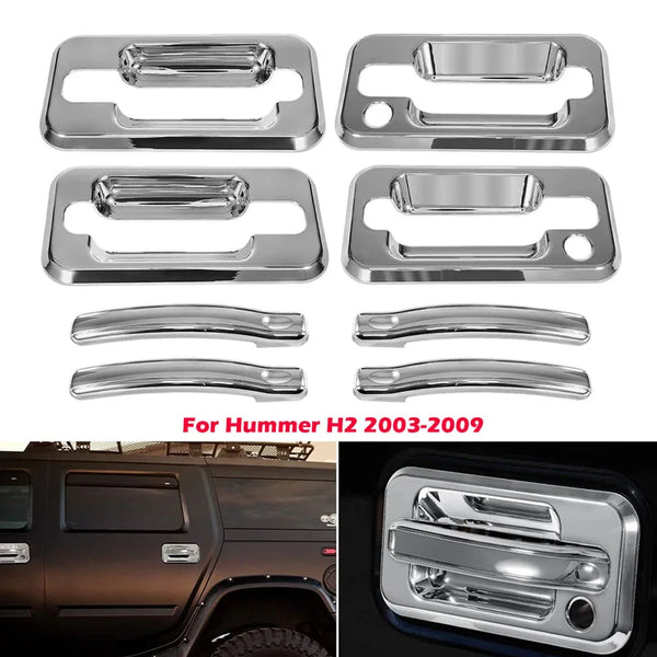 Chrome trim door handles for Hummer H2 vehicles from 2003 to 2009