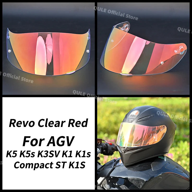 Revo Clear Red visor for AGV K5 K5s K3SV K1 K1s Compact ST K1S motorcycle helmet.