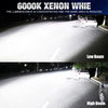 Comparison of a low beam and high beam from a 6000K Xenon light bulb.