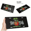 Plaque d'immatriculation noire durable avec un rat vert à l'encre rose et le texte Rat Ref Fink