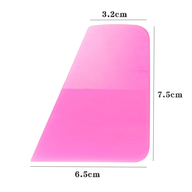 A pink anti-scratch PPF squeegee tool with dimensions 3.2cm by 7.5cm and 6.5cm.
