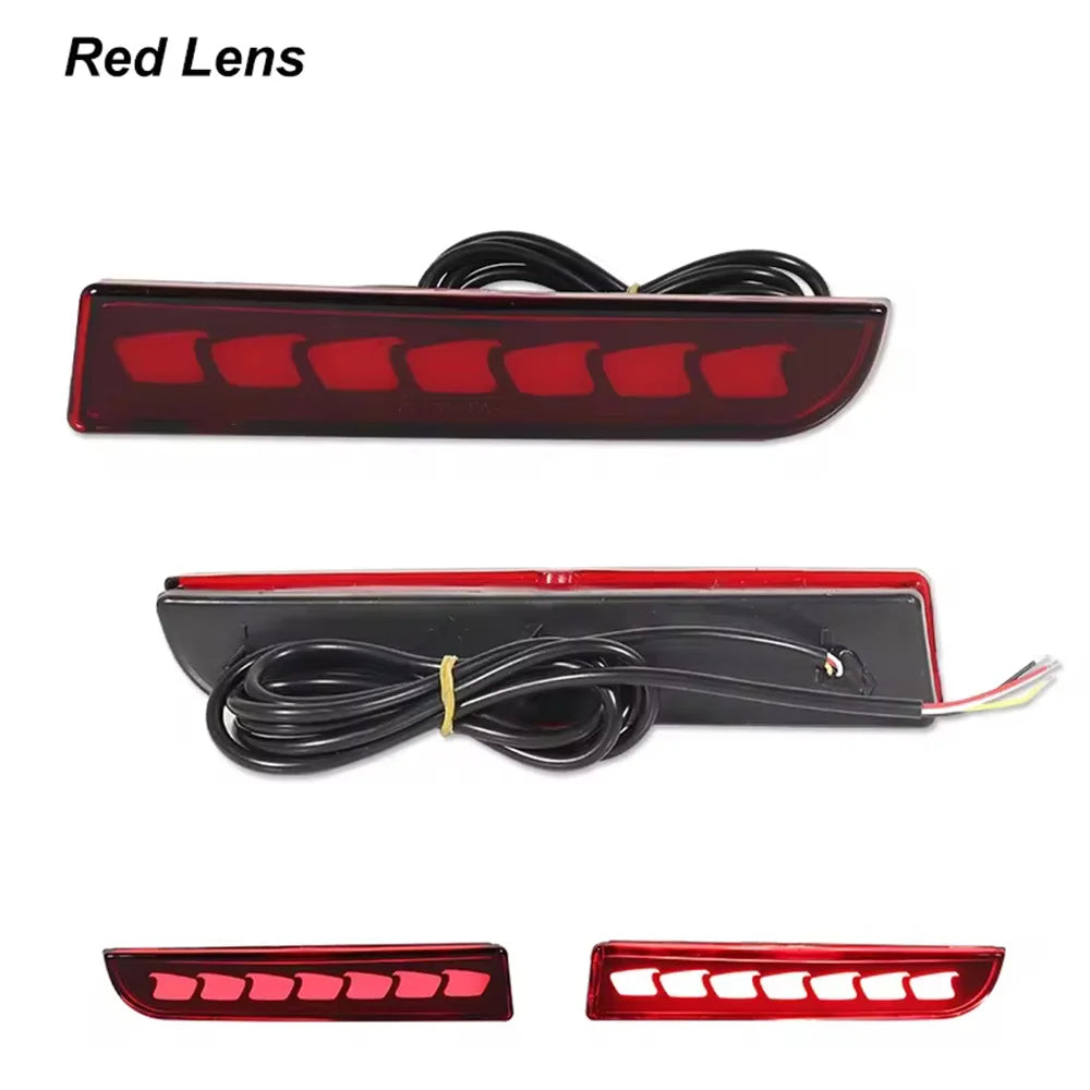 Red lens LED rear bumper reflector lights with sequential turn signal for Mitsubishi Lancer, Evolution X, and Outlander