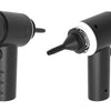A black high-power wireless car vacuum cleaner with a white nozzle and power button.