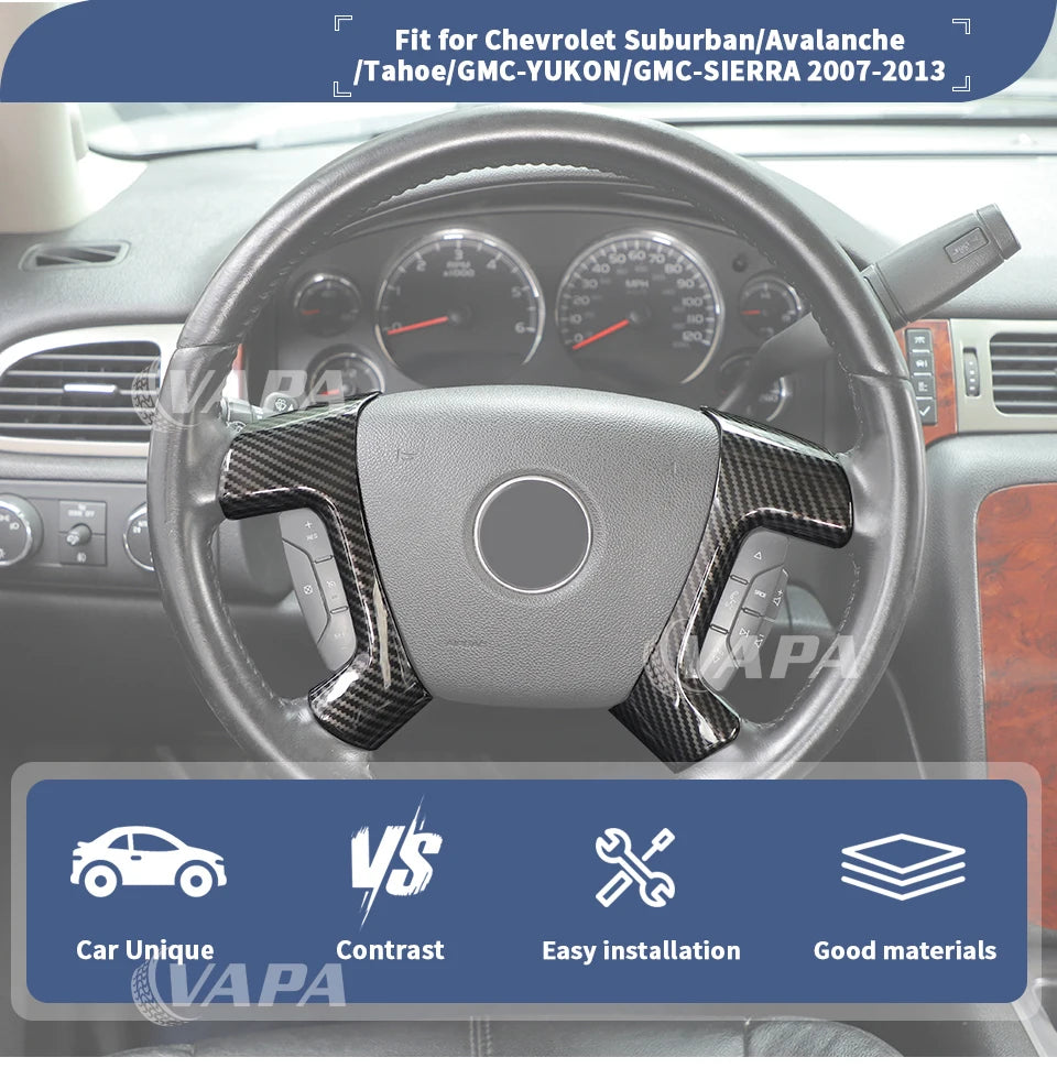 Cache de volant personnalisé en fibre de carbone pour Chevrolet Suburban/Tahoe, GMC Yukon, Sierra (2007-2013)