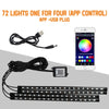 Set von 72 Lichtern für vier Geräte, inklusive App und USB-Stecker, mit Stromkabel und Lichtstreifen.