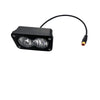 A black 3-inch LED pod spotlight with a wire connector for motorcycle offroad headlights.