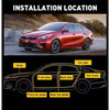 Diagram showing the installation locations for car door soundproofing seals, including hood, front and back doors, and pedals