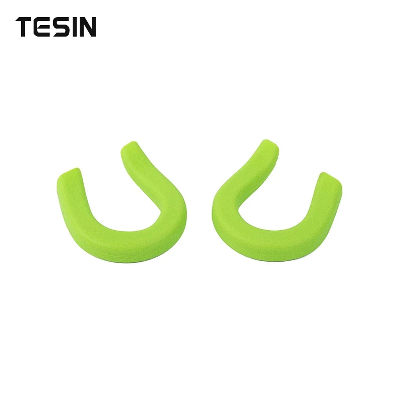A pair of bright lime green universal car exterior bumper tow hook covers.