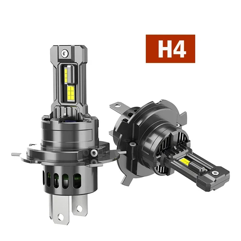 A high-intensity LED car headlight bulb assembly with an H4 designation and a metal housing.