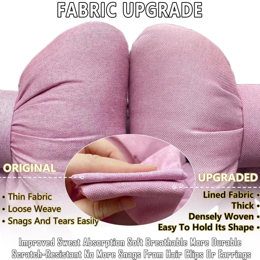 Pink fabric upgrade showing a close-up of a soft, durable fabric for a car neck pillow.