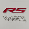 A red and silver 3D metal SS/RS emblem badge for Chevrolet vehicles.