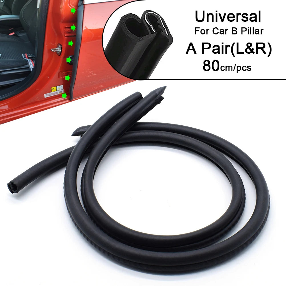 Ein Paar schwarze universelle Dichtungsstreifen für Autotürpfosten, verkauft als Set.