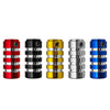 Eine Reihe von acht Motorrad-Schalthebel-Fußpads in verschiedenen Farben wie rot, schwarz, gold, silber und blau.