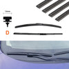 A set of black wiper blade refill rubber strips and a D shaped component for automotive use.