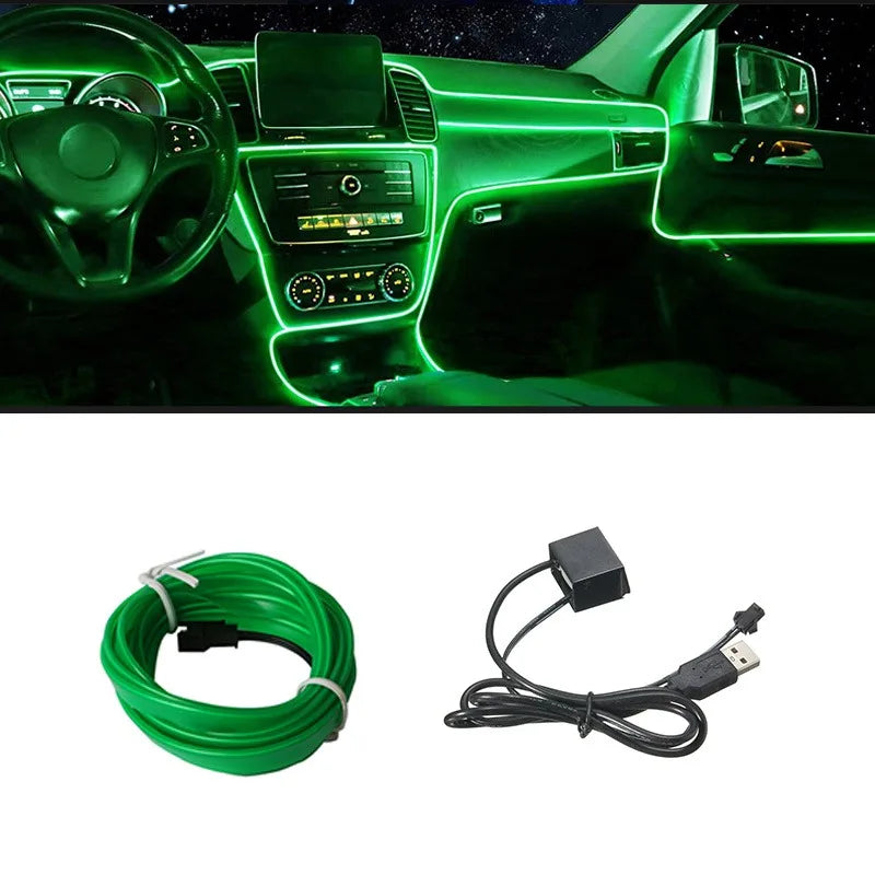 Green flexible LED wire used for car interior decoration lighting