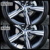 Before and after comparison of universal reflective safety stickers applied to a wheel rim.