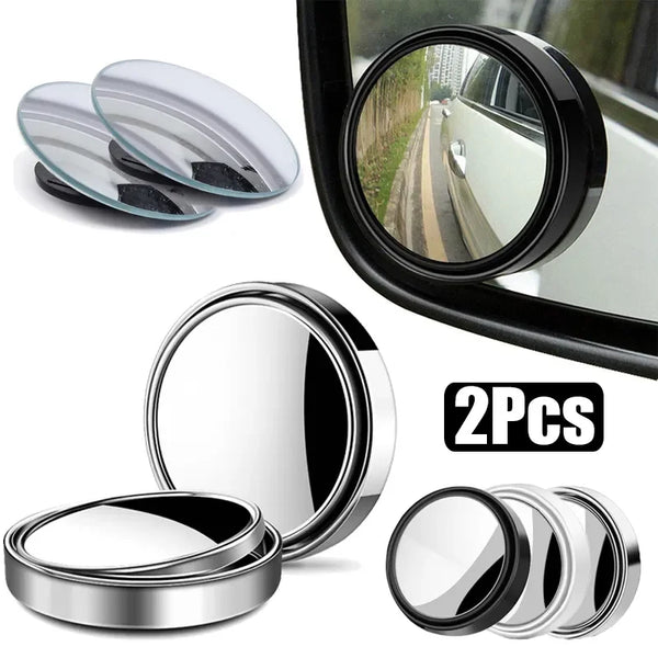 Two round chrome convex blind spot rearview mirrors for vehicle installation