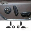 Carbon fiber grain interior trim kit for Ford F-150 showing various trim pieces and dimensions