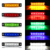 Collection de lumières marqueurs LED multicolores montrant des illuminations orange, rouge, verte, bleue et blanche.