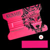 Pink magnetic suction film scraper kit with a stylized wolf head design