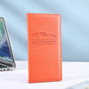 An orange premium PU leather vehicle organizer with the text Registration & Insurance on the cover.