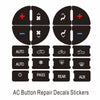 A set of black decals and stickers designed to repair AC control buttons on vehicles.