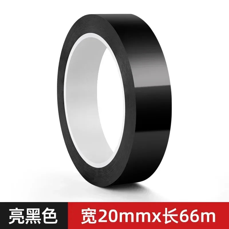 Roll of black glossy anti-scratch window trim decals measuring 20mm thick and 66 meters long