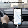 Un smartphone monté sur le tableau de bord d'une voiture, démontrant une fonctionnalité de boutons sans blocage.