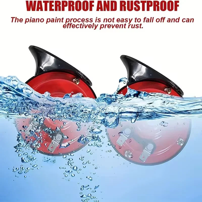 Red piano paint components submerged in water, demonstrating waterproof and rustproof properties.