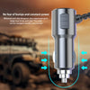 Silver multi-port QC 3.0 PD car charger adapter with an expansion port shown over a rugged vehicle.