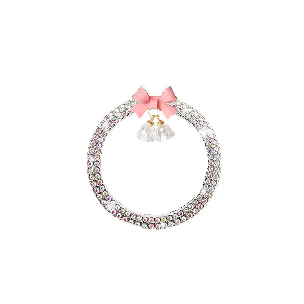 Decorative rhinestone bow bell car start switch button trim