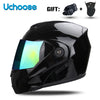 Black Uchoose DOT certified double lens flip-up motorcycle helmet with a gift