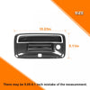 A black tailgate handle trim cover with dimensions 10.03 inches by 5.11 inches.