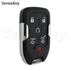 A black replacement smart key fob shell with a silver trim and security icons for Chevrolet/GMC SUVs