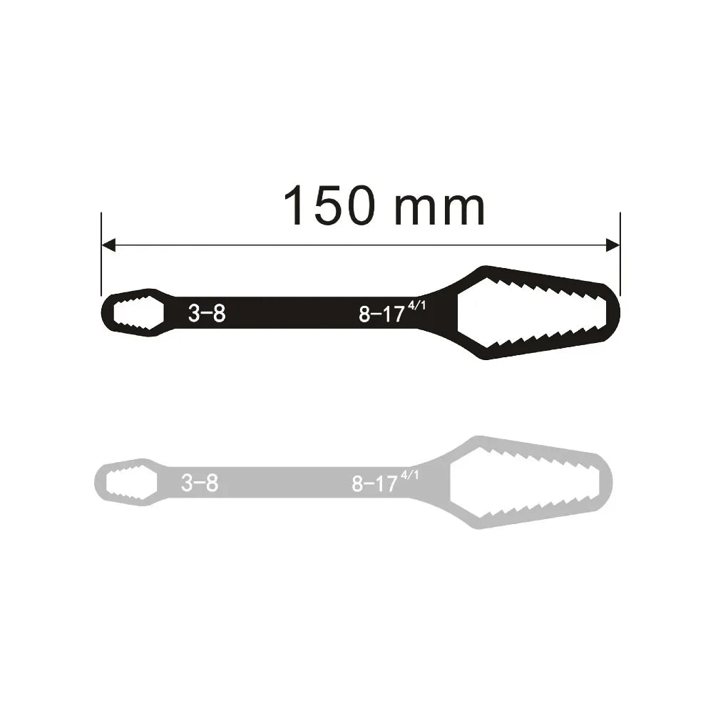 A set of universal adjustable Torx wrenches, showing a measurement of 150 mm for the tool.