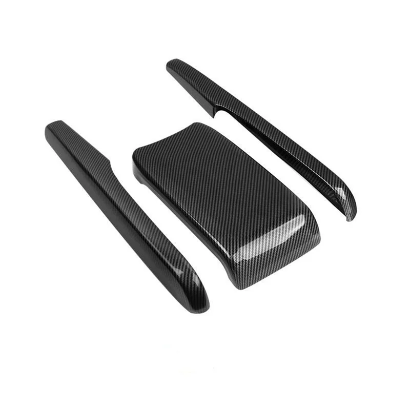 Black carbon fiber custom armrest box cover for a Honda Civic 10th generation car