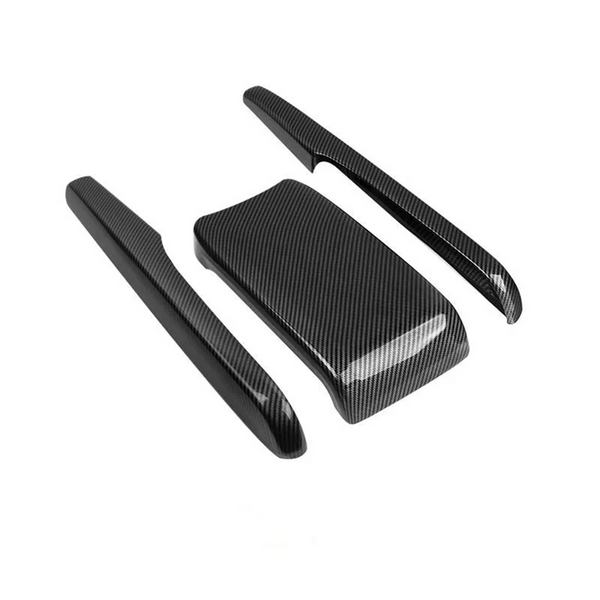 Black carbon fiber custom armrest box cover for a Honda Civic 10th generation car