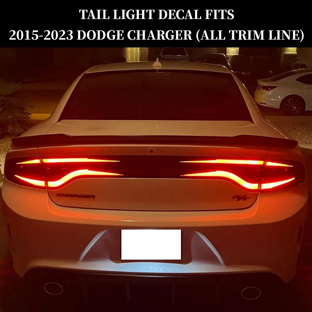 Close-up view of a Dodge Charger taillight area showing where a decal fits.
