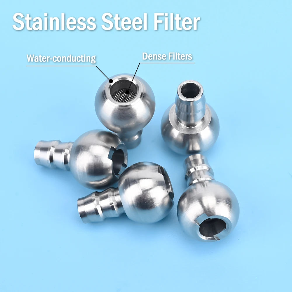 Stainless steel filters for pressure washers showing various dense and water-conducting filter components