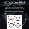 Installation steps for a rhinestone bling steering wheel cover showing placement and adjustment.