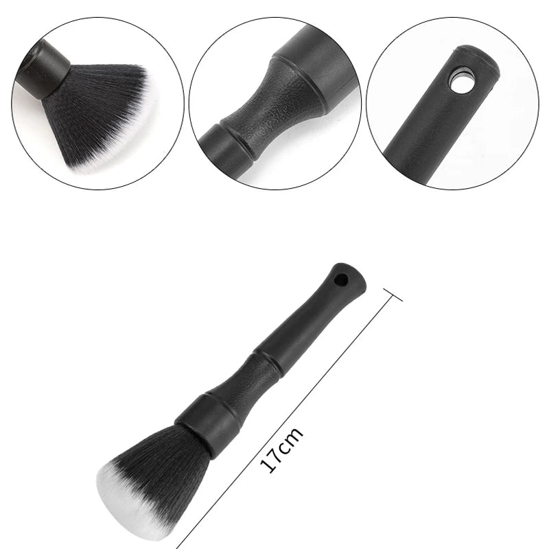 Brosse de détail intérieure de voiture noire super douce avec composants séparés et la longueur totale.