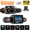 Schwarze 4-Kanal-Dashcam mit Nachtsicht, G-Sensor und 1080p Full HD Aufzeichnung.