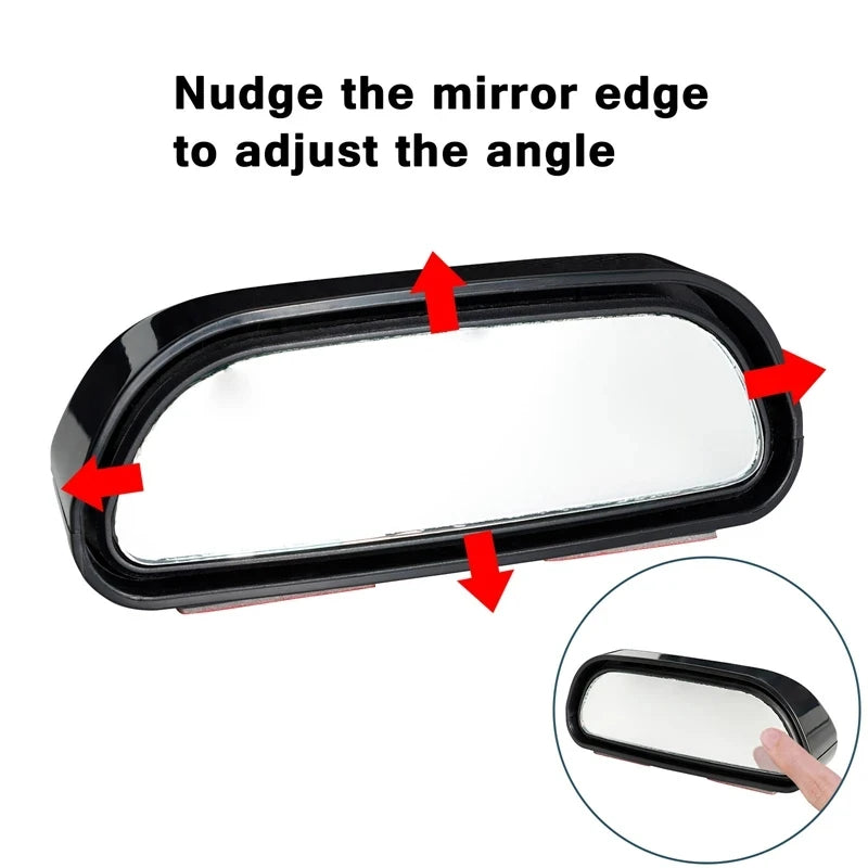 Instructions montrent comment actionner le bord du miroir pour ajuster l'angle d'un rétroviseur convexe à large angle réglabl