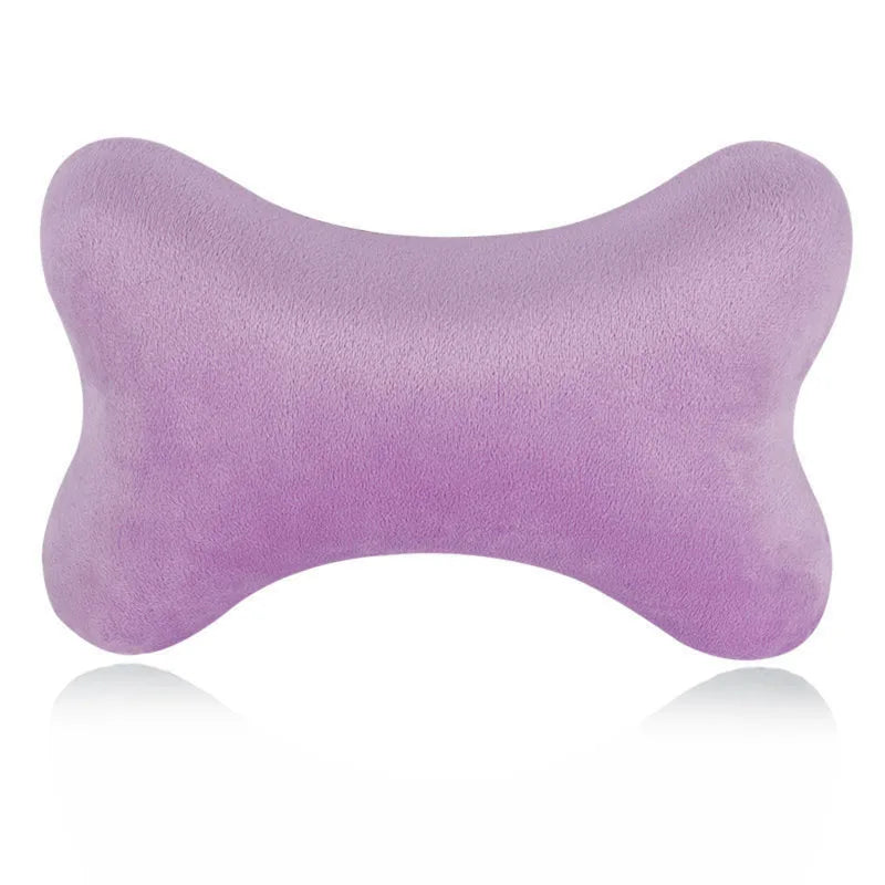 A purple memory foam car neck pillow shown from the front.