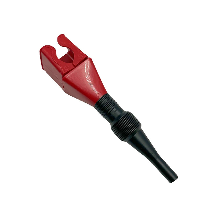A red foldable funnel used for refueling cars and motorcycles.