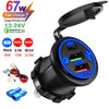 A black multi-port PD/QC car charger adapter with multiple output ports and a fast charger indicator.